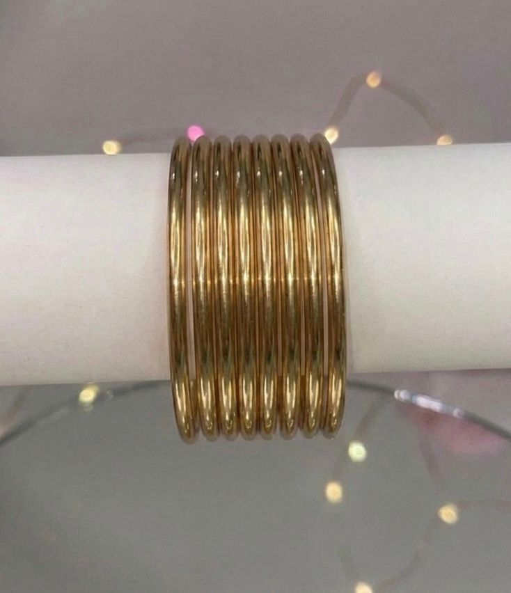 Minimal Gold Bangles Set | Thin Stackable Indian Bangles | Everyday Gold Tone Churiya
