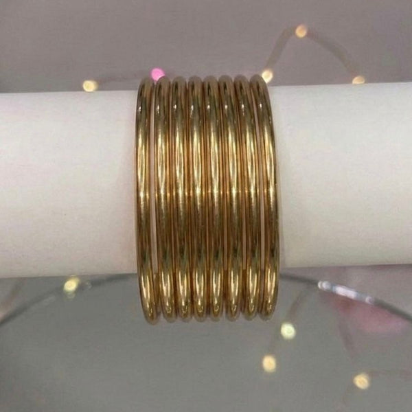 Minimal Gold Bangles Set | Thin Stackable Indian Bangles | Everyday Gold Tone Churiya