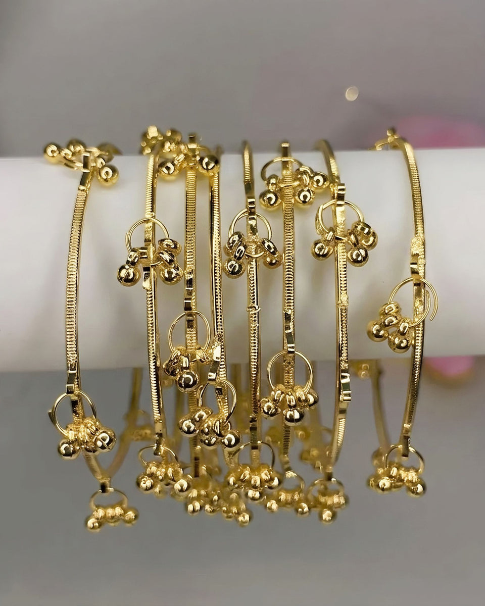 Golden Kashmiri Ghungroo Bangles Set