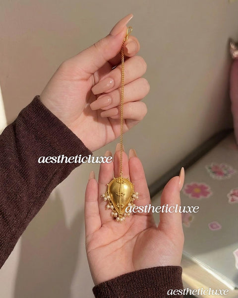 Gold Plated Pearl Maang Tikka | Celebrity Inspired Bridal Pearl Tikka | Indian Wedding Jewelry | Pearl Headpiece | Minimal Bridal Accessory