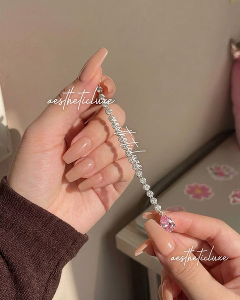 Silver Plated Pink CZ Drop Maang Tikka | Rosy Pink AD Zircon Indian Bridal Tikka | Minimal Silver Maang Tikka | Traditional Kundan Tikka