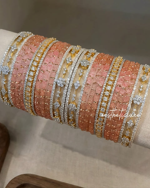 Pink rose stack with zircon bangles