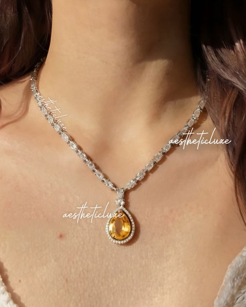 Deepika Padukone Inspired Yellow Diamond Necklace | Sabyasachi Style Jewelry | American Diamond Canary Yellow Bridal Set