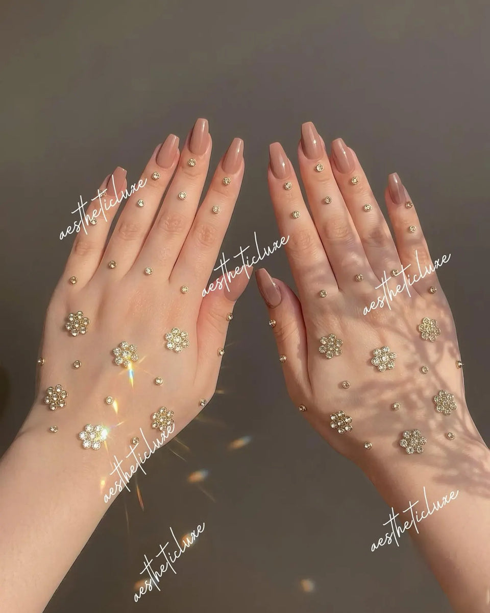 Kundan Mehndi for Hand | Reusable Handmade Indian Bridal Minimalist Hand Henna Jewelry for Mehndi, Sangeet  | Henna Mirror Beads