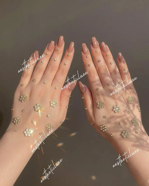 Kundan Mehndi for Hand | Reusable Handmade Indian Bridal Minimalist Hand Henna Jewelry for Mehndi, Sangeet  | Henna Mirror Beads