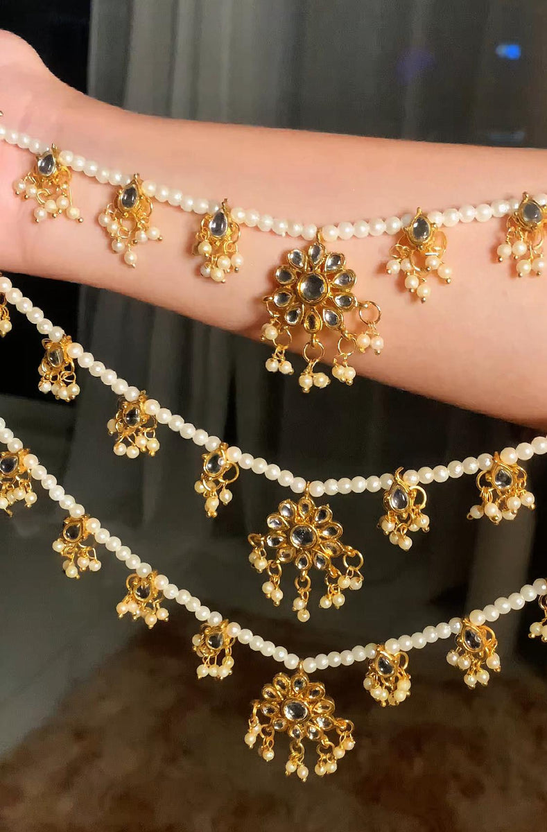 Pearl Kundan Jewelry Set | Indian Bridal Necklace & Earrings | Polki Wedding Jewelry | Dulhan Jewelry | Sabyasachi Wedding Jewelry