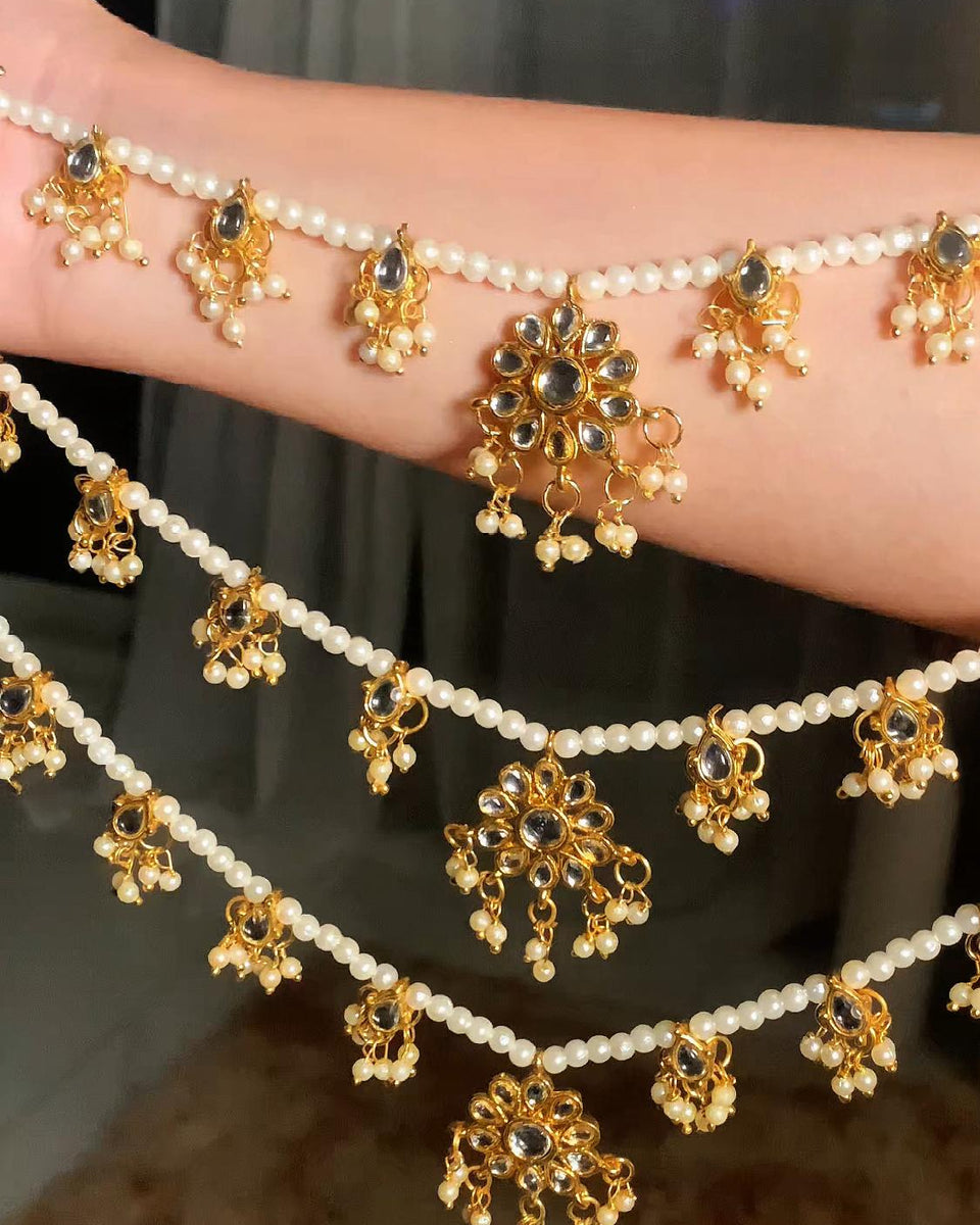 Pearl Kundan Jewelry Set | Indian Bridal Necklace & Earrings | Polki Wedding Jewelry | Dulhan Jewelry | Sabyasachi Wedding Jewelry