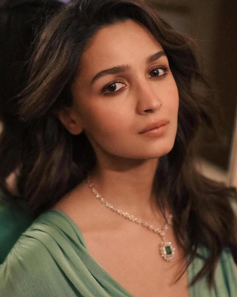 Alia Bhatt Ruby Red Pendant Set in American Diamond Classy high quality cz zircon jewelry for wedding