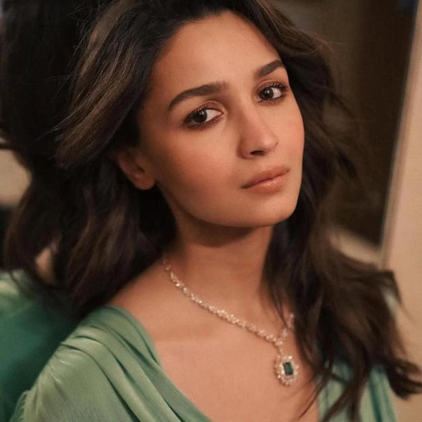 Alia Bhatt Ruby Red Pendant Set in American Diamond Classy high quality cz zircon jewelry for wedding