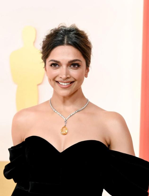 Deepika Padukone Inspired Yellow Diamond Necklace, Sabyasachi Style Jewelry, American Diamond Canary Yellow Stone Set CZ