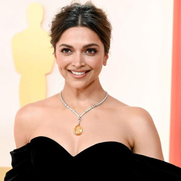 Deepika Padukone Inspired Yellow Diamond Necklace, Sabyasachi Style Jewelry, American Diamond Canary Yellow Stone Set CZ