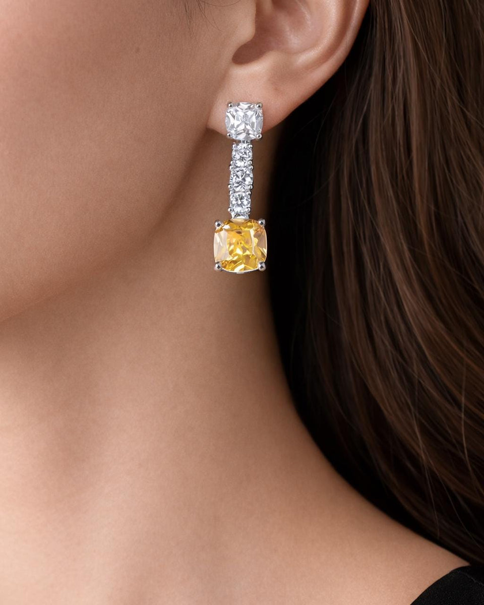 Yellow Canary American Diamond Necklace Set | CZ Statement Jewelry | Celebrity Inspired Indian Bridal Necklace