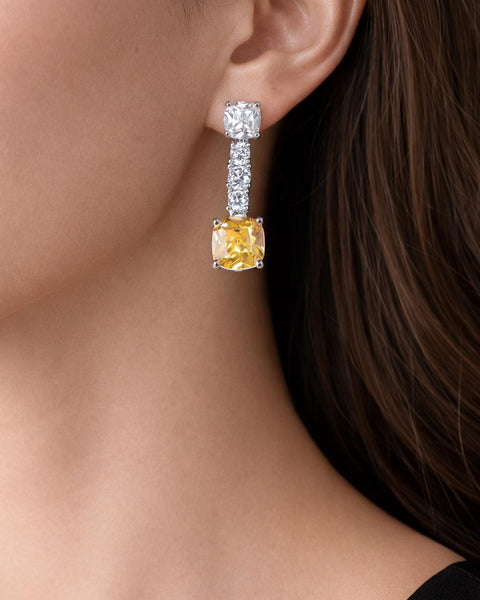 Yellow Canary American Diamond Necklace Set | CZ Statement Jewelry | Celebrity Inspired Indian Bridal Necklace