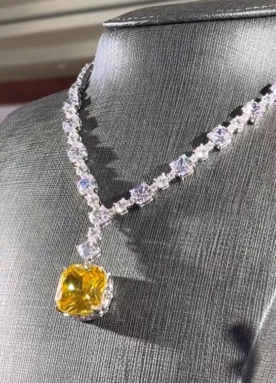 Yellow Canary American Diamond Necklace Set | CZ Statement Jewelry | Celebrity Inspired Indian Bridal Necklace