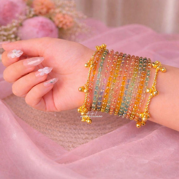 Rainbow Kashmiri Ghungroo Bangles Set | Ghungroo Gold Bangles |  Multicolor Glass Bridal Churiya | Trending Bangles With Rose Pattern