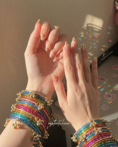 Multicolor Kashmiri Ghungroo Bangles Set | Ghungroo Gold Bangles | Rainbow Glass Bridal Churiya | Trending Raindrop Bangles
