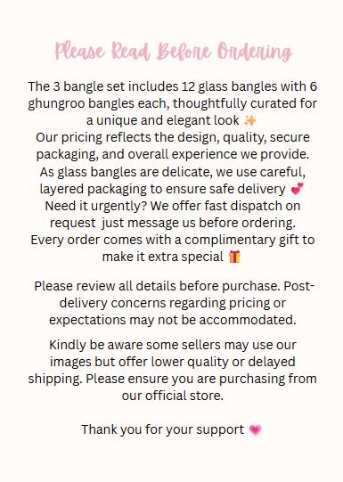 Raindrop Rose Glass and Kashmiri Ghungroo Bangles Sets | Ghungroo Gold Bangles | 3 Set Glass Bridal Churiya | Trending Raindrop Bangles