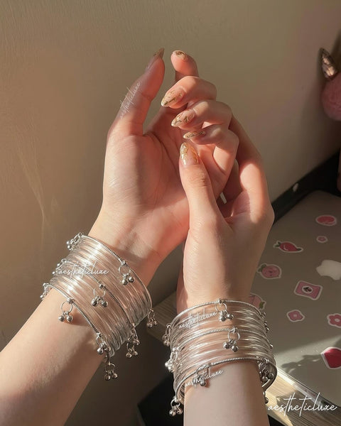 Jelly Glass Bangles Set | Transparent Jelly Glass Bangles Set | Kashmiri Silver Ghungroo Bangles | Glass Bridal Bangles  | Clear Bangles Set