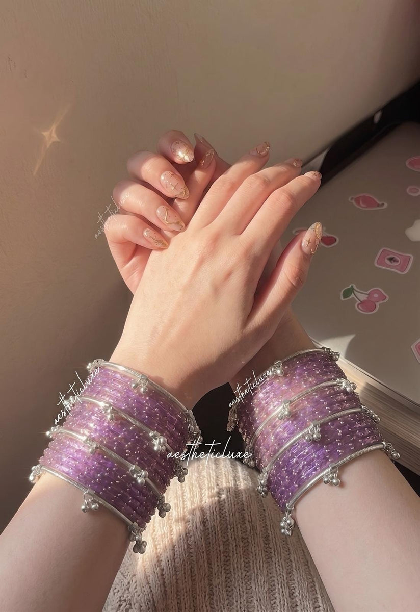 Purple Kashmiri Ghungroo Bangles Set | Gold & Silver Ghungroo Bangles | Purple Glass Bridal Churiya | Trending Bangles | Pair of Bangles Set