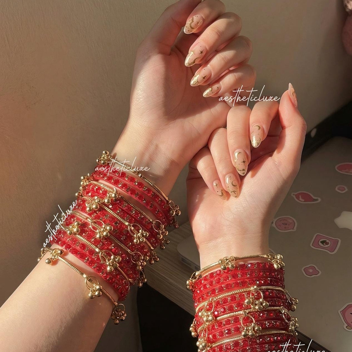 Red Kashmiri Ghungroo Bangles Set | Trending Bangles With Red Rose Pattern Detailing | Red Glass Bridal Churiya | Ghungroo Gold Bangles