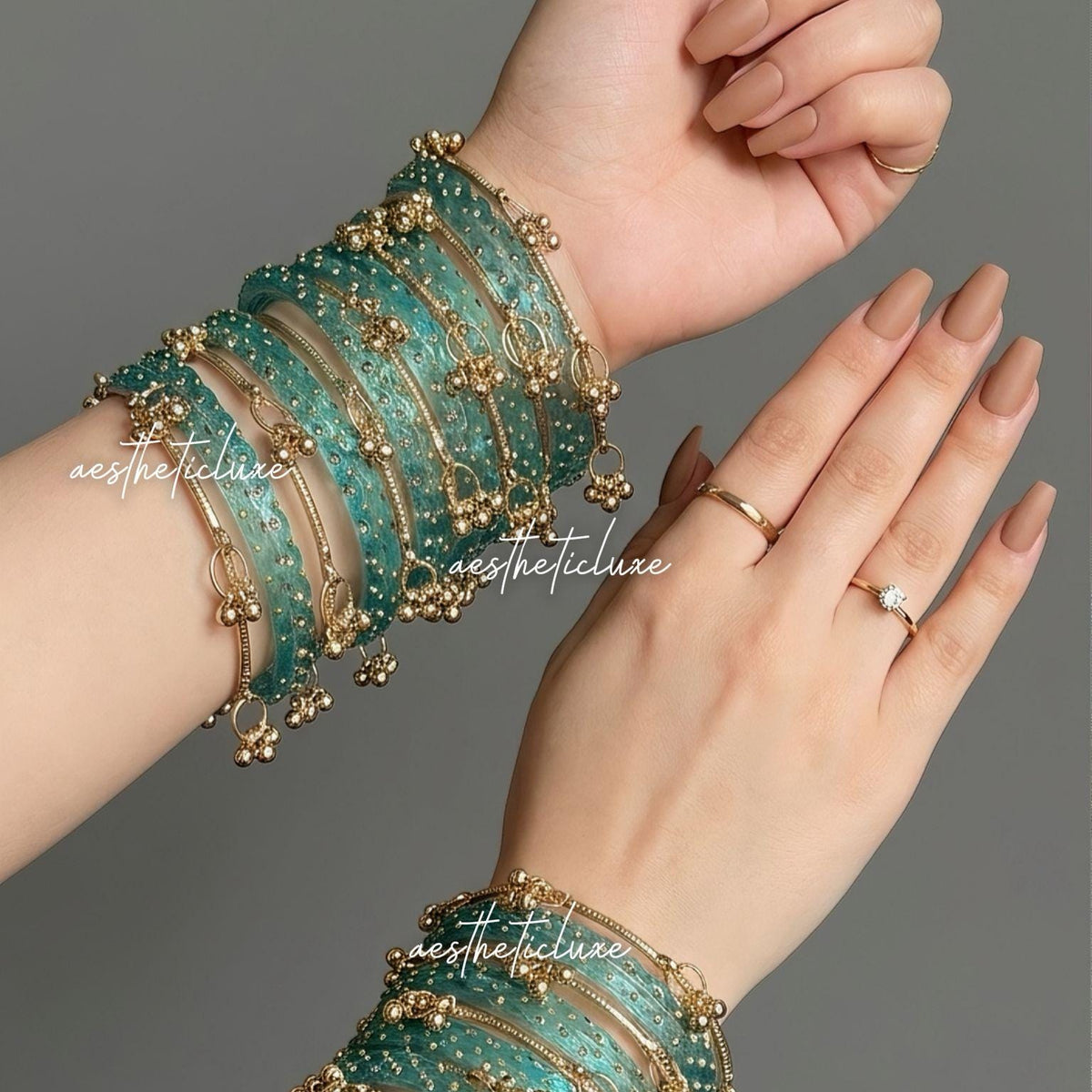 Turquoise Kashmiri Ghungroo Bangles Set | Ghungroo Gold Bangles | Aqua Blue Glass Bridal Churiya |  Trending Kashmiri Glass Bangles