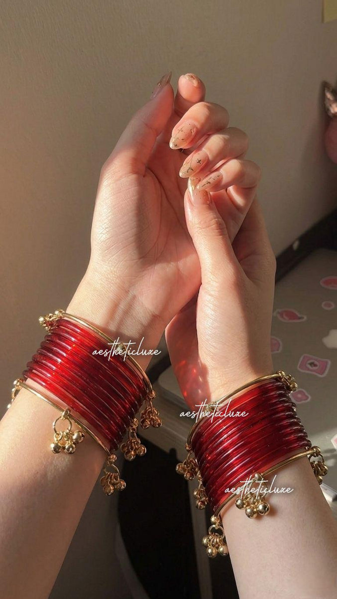Jelly Glass Bangles | 5 Colors Jelly Bangles Set | Kashmiri Silver Ghungroo Bangles | Water Glass Bangles  | Water Bangles