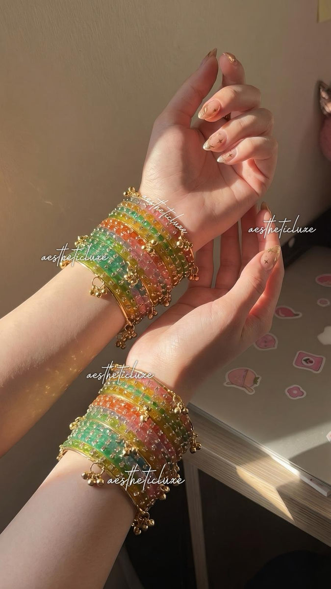 Multicolor Glass Bangles | Kashmiri Ghungroo Bangles | Trending Glass Bangles | Raindrop Bangle's Gift for Mother's Day | Mothers Day Gift