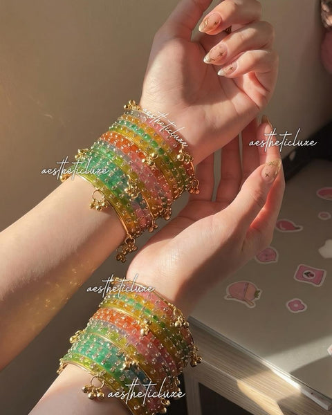 Multicolor Glass Bangles | Kashmiri Ghungroo Bangles | Trending Glass Bangles | Raindrop Bangle's Gift for Mother's Day | Mothers Day Gift