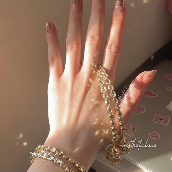 Kundan Gold Jhumka Bangle Set, Polki Style Bridal Chura, Indian Wedding Bangles, Pakistani Jewelry, Mehndi Sangeet Bridal Set